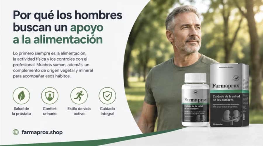 Farmaprox — apoyo de origen vegetal y mineral para hombres que cuidan la salud de la próstata