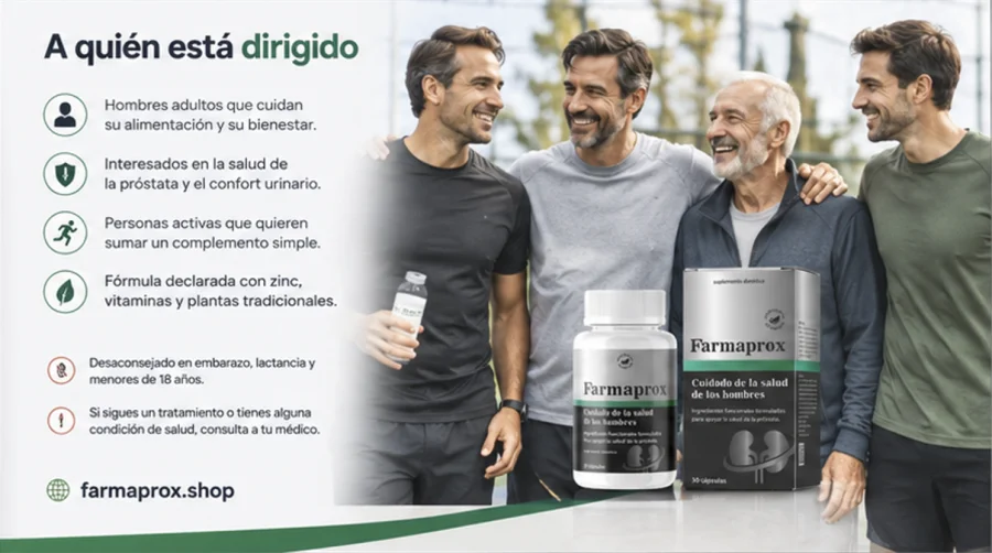 Farmaprox — cápsulas para hombres adultos que cuidan la próstata y el confort urinario